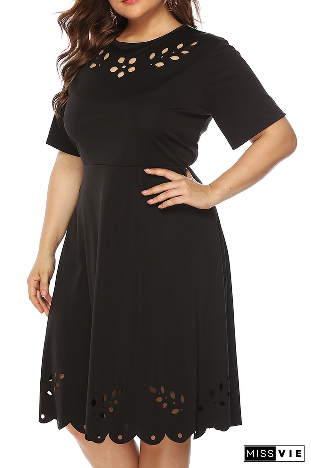 Plus Size High Waist Hollow Out Dress Wholesale