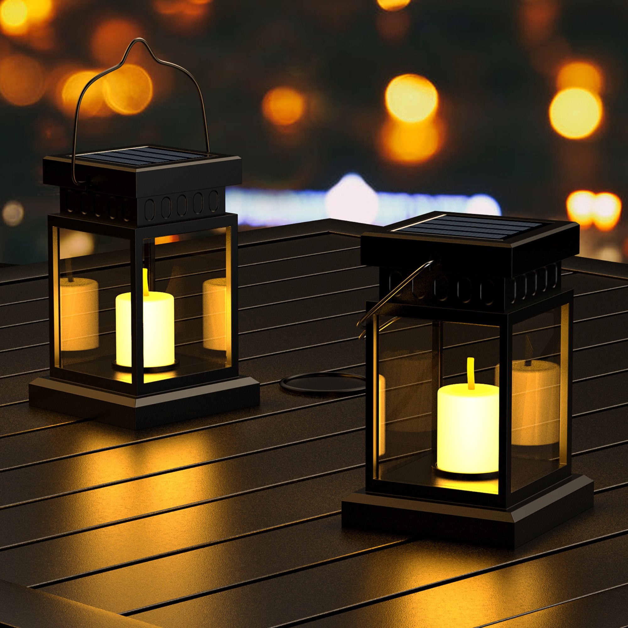 4 Pack Solar Lantern Hanging Outdoor Solar Landscape Lights Solar Pathway Lawn Light 3 in 1 Installation Solar Light for Garden Yard Patio Design - Warm Yellow