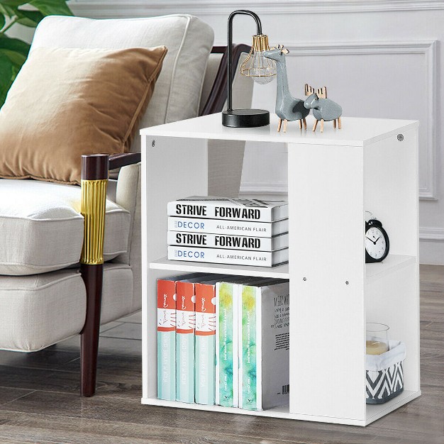 Costway 2 tier Side End Table Nightstand Bedside Sofa Table W Storage Shelves