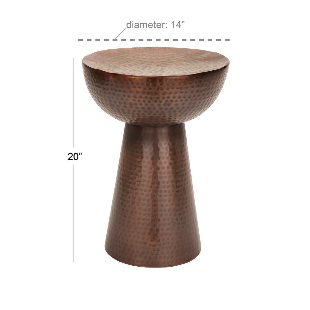 Bronze Metal Vintage Accent Table with Hammered Design