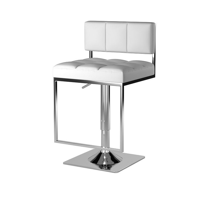 Adjustable Modern Metal Bar Stool， White and Silver