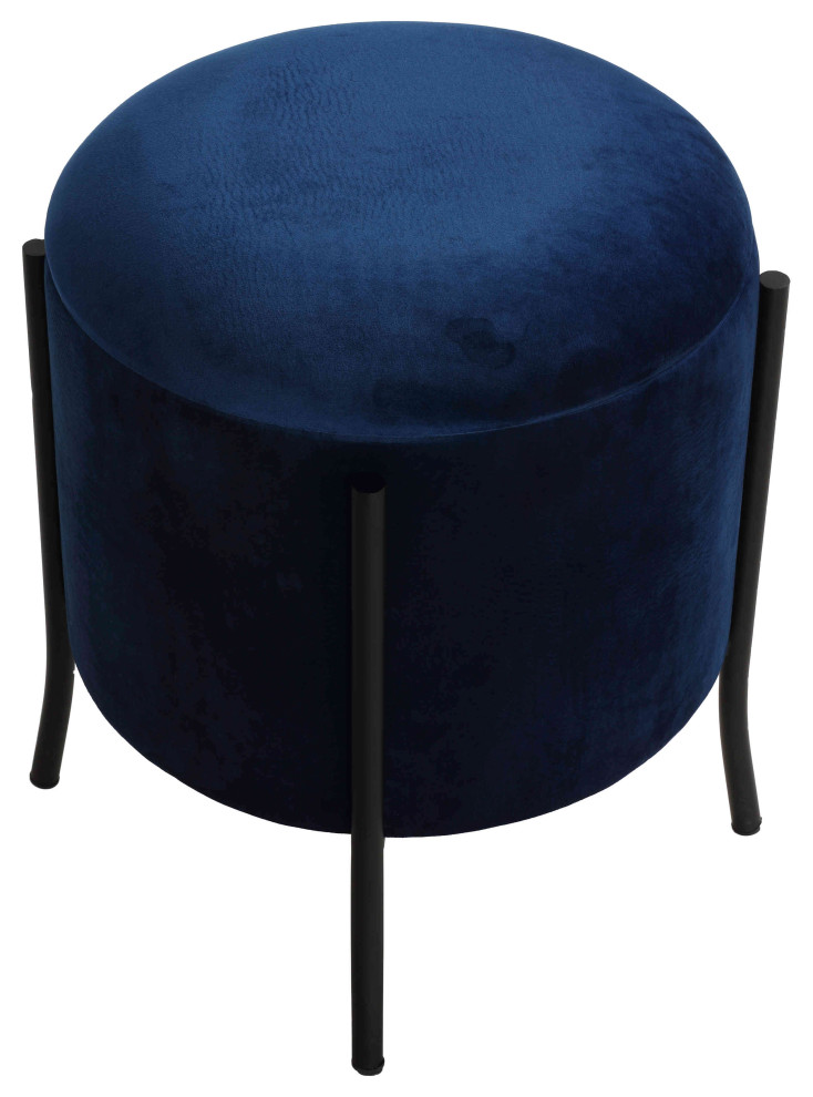 Cortesi Home Seattle Round Storage Ottoman With Metal Legs  Navy Blue Velvet   Contemporary   Footstools And Ottomans   by CozyStreet  Houzz