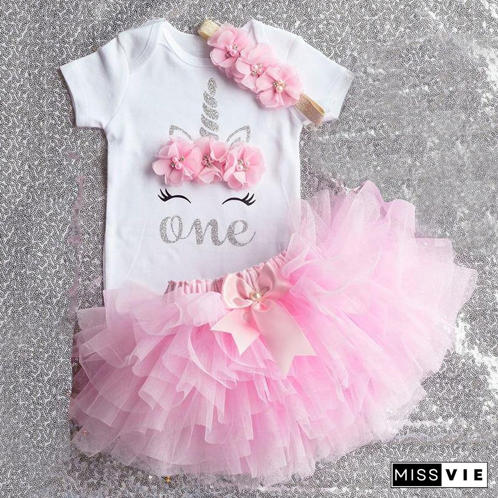 Unicorn Girls First Birthday Dress Tutu Baby Infant Christening Cake Dresses for Party Kids 1 Year Baby Girl PhotoShoot Costume