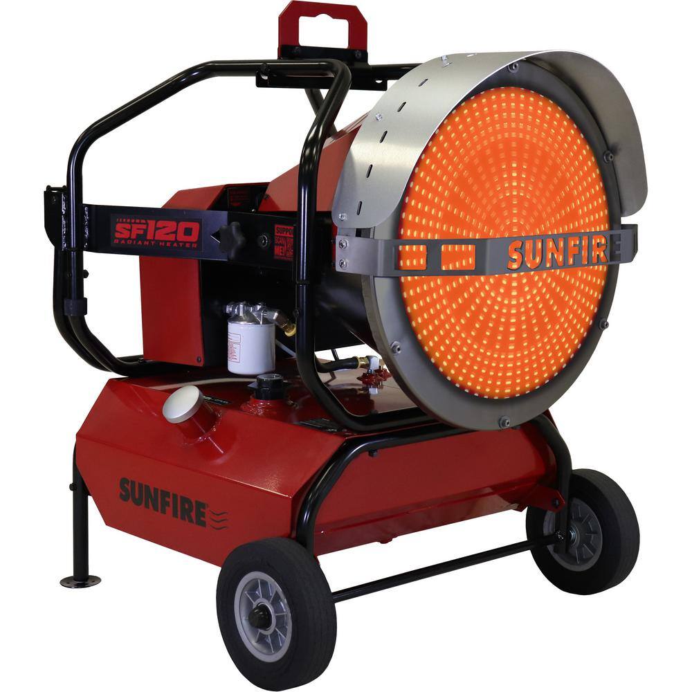 SUNFIRE SF120 120000 BTU DieselKerosene Radiant Heater with Quiet Safe Odorless Operation and Zero Carbon Monoxide SF120