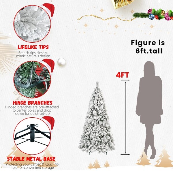 4ft9ft PVC/PE Mixed Flocked Christmas Tree – Natural Look and Easy Setup