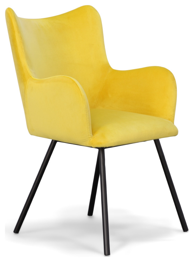 Modrest Turiff Yellow Velvet Dining Chair   Midcentury   Dining Chairs   by Vig Furniture Inc.  Houzz