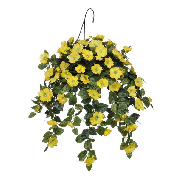 Faux Yellow Petunia Hanging Basket