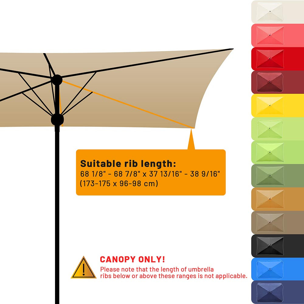 Yescom Umbrella Replacement Canopy 10x6.5ft 6-Rib Rectangle