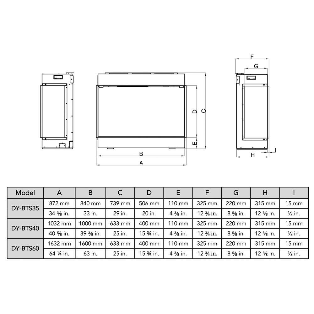 Dynasty Fireplaces Melody Series 63 in. Multi-Sided Smart LED Electric Fireplace in Black DY-BTS60