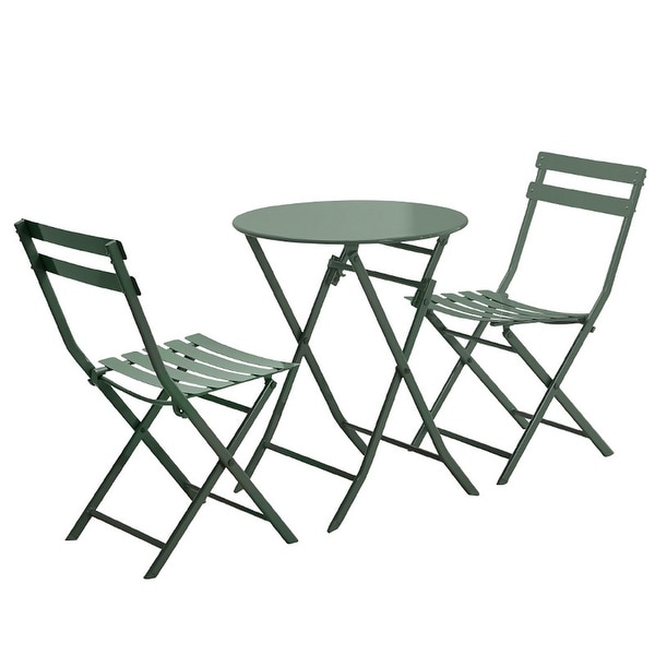 3Piece Patio Bistro Set of Foldable Round Table and Chairs，Yellow