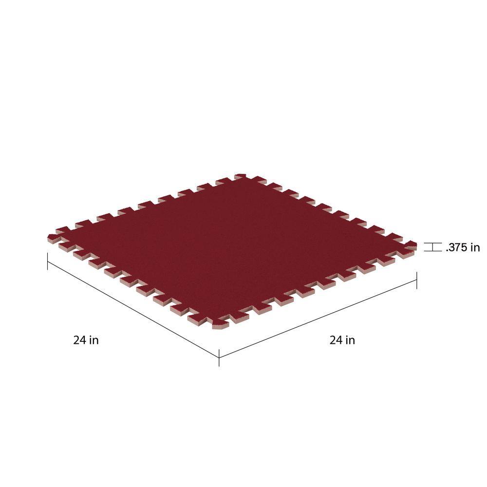 Stalwart Red 24 in. x 24 in. EVA Foam Floor Mat with Carpet Top (6-Pack) HW5500028