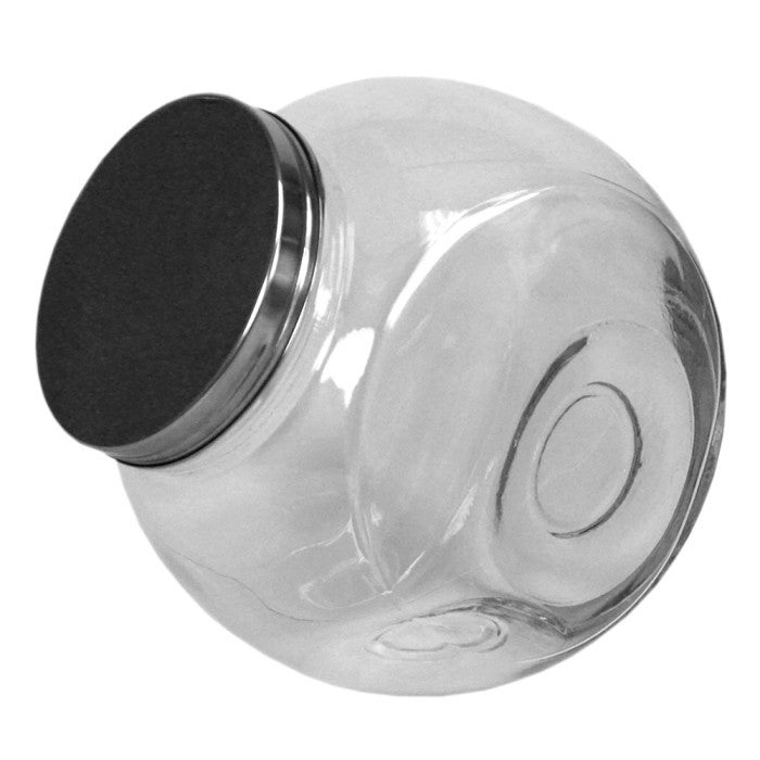 X-Large 131.87 oz. Round Glass Candy Storage Jar with Stainless Steel Top， Clear