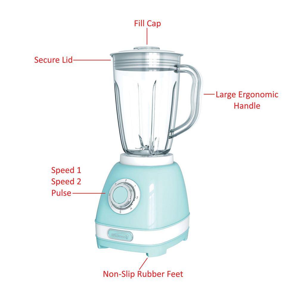 Brentwood Appliances 50 oz. 2-Speed Blue Retro Blender with Plastic Jar JB-330BL