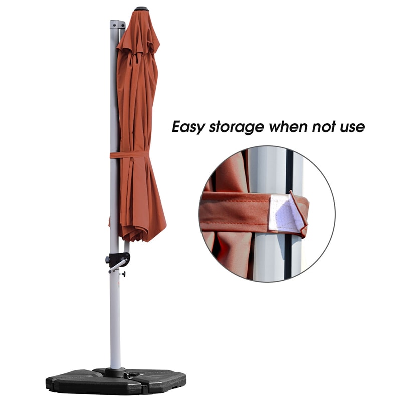 11 FT Patio Offset Cantilever Umbrella 360° Rotation Tilt with Cross Base & Crank Handle