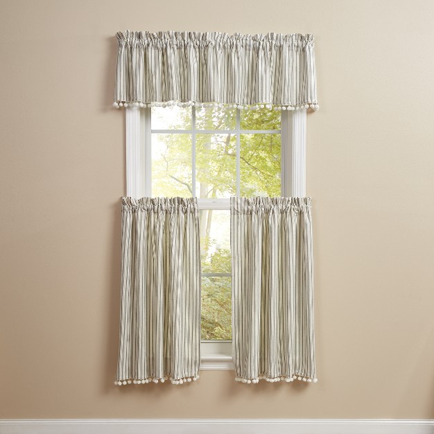 Park Designs Ticking With Ball Fringe Valance 72 X 14