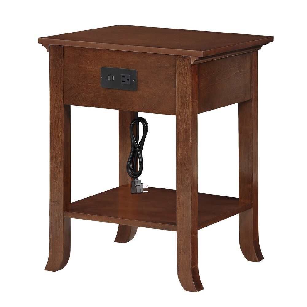 American Heritage Logan 1 Drawer End Table with Charging Station and Pull Out Shelf