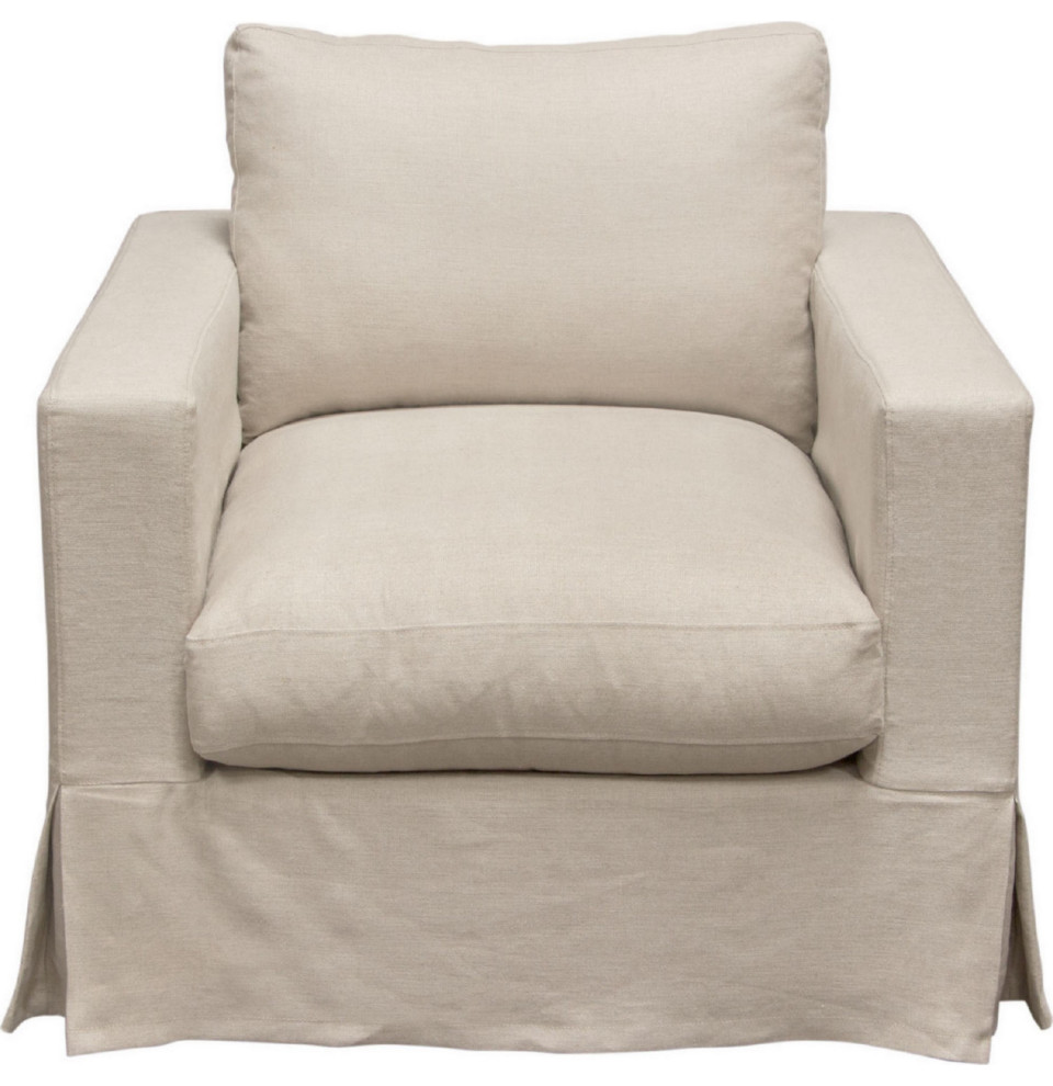 Aiza 35 quotArmchair  Cushioned Seat and Backrest  Sand Beige Slipcover   Armchairs And Accent Chairs   by VirVentures  Houzz