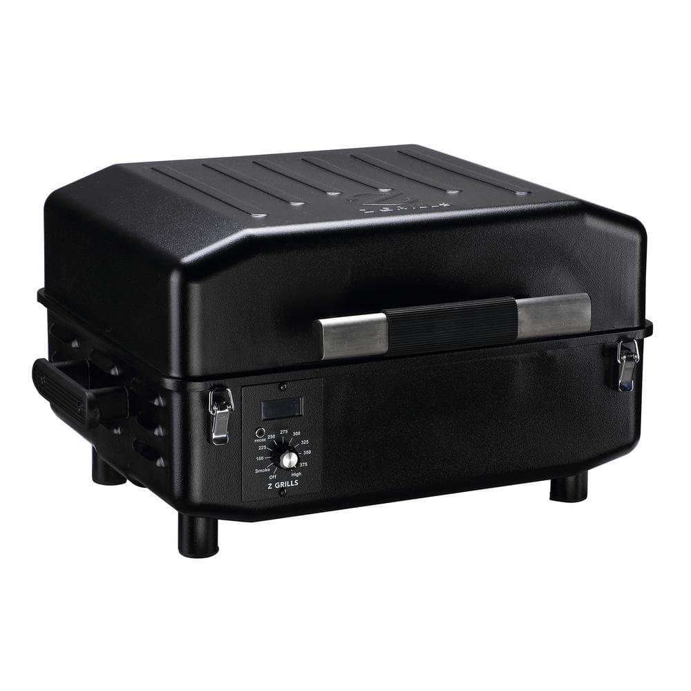 Z GRILLS 202 sq in Portable Pellet Grill and Electric Smoker Camping BBQ Combo with Auto Temperature Control in Black