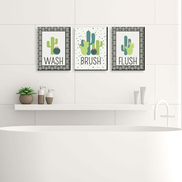 Big Dot Of Happiness Prickly Cactus Kids Bathroom Rules Wall Art 7 5 X 10 Inches Set Of 3 Signs Wash Brush Flush