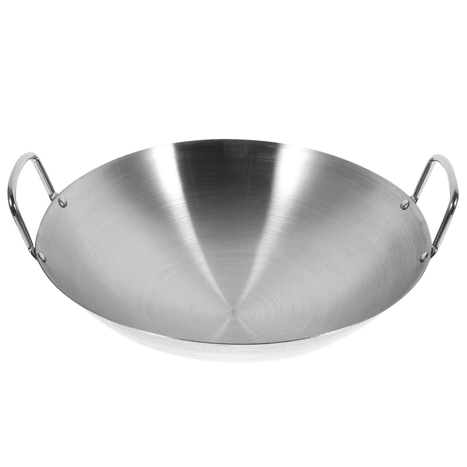 Stainless Steel Wok Round Bottom Wok Large Fry Pan Large Capacity Saute Pan