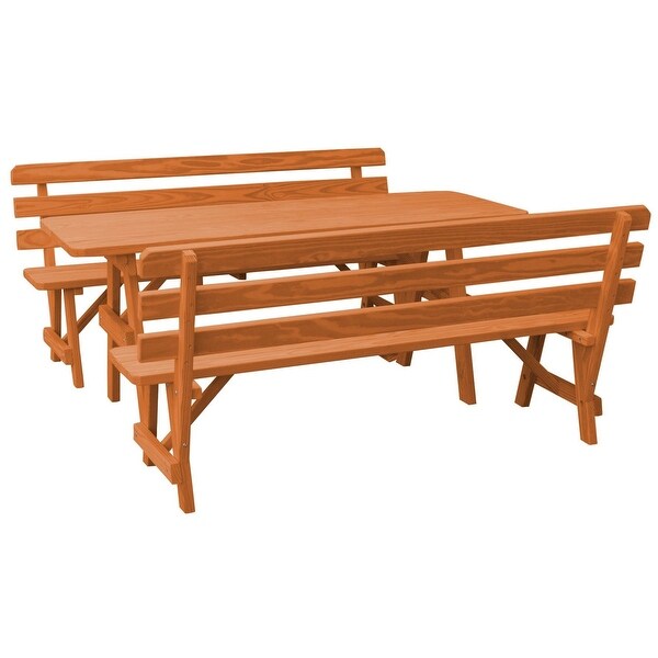 Pine 6' Picnic Table with 2 Backed Benches