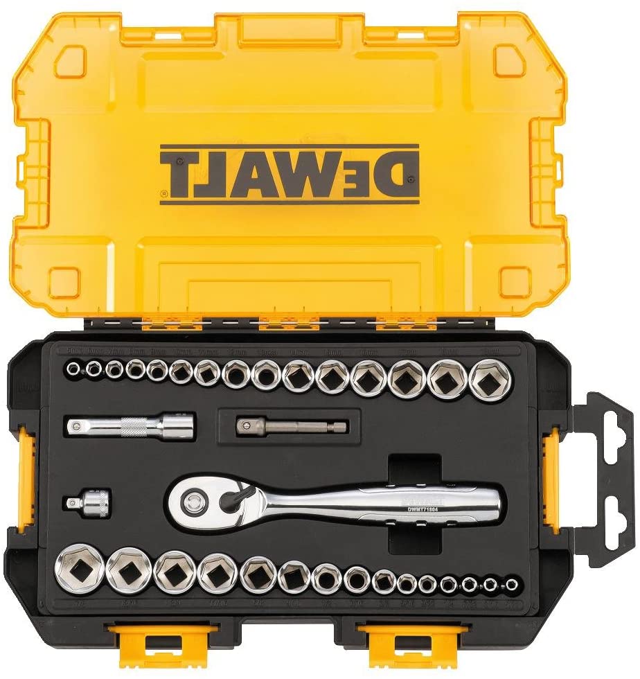 DEWALT Socket Set， 3/8-Inch Drive， SAE/Metric， 34-Piece (DWMT73804)