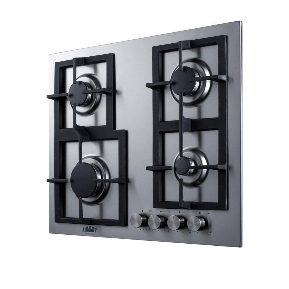 Summit Appliance 24 in Gas Cooktop in Stainless Steel with 4 Burners