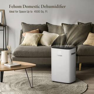 Fehom 50-Pint Dehumidifier With Bucket and Drain for 4500 sq. ft. Bedrooms Basements Bathrooms and Laundry Rooms. White HDCX-PD08F-1