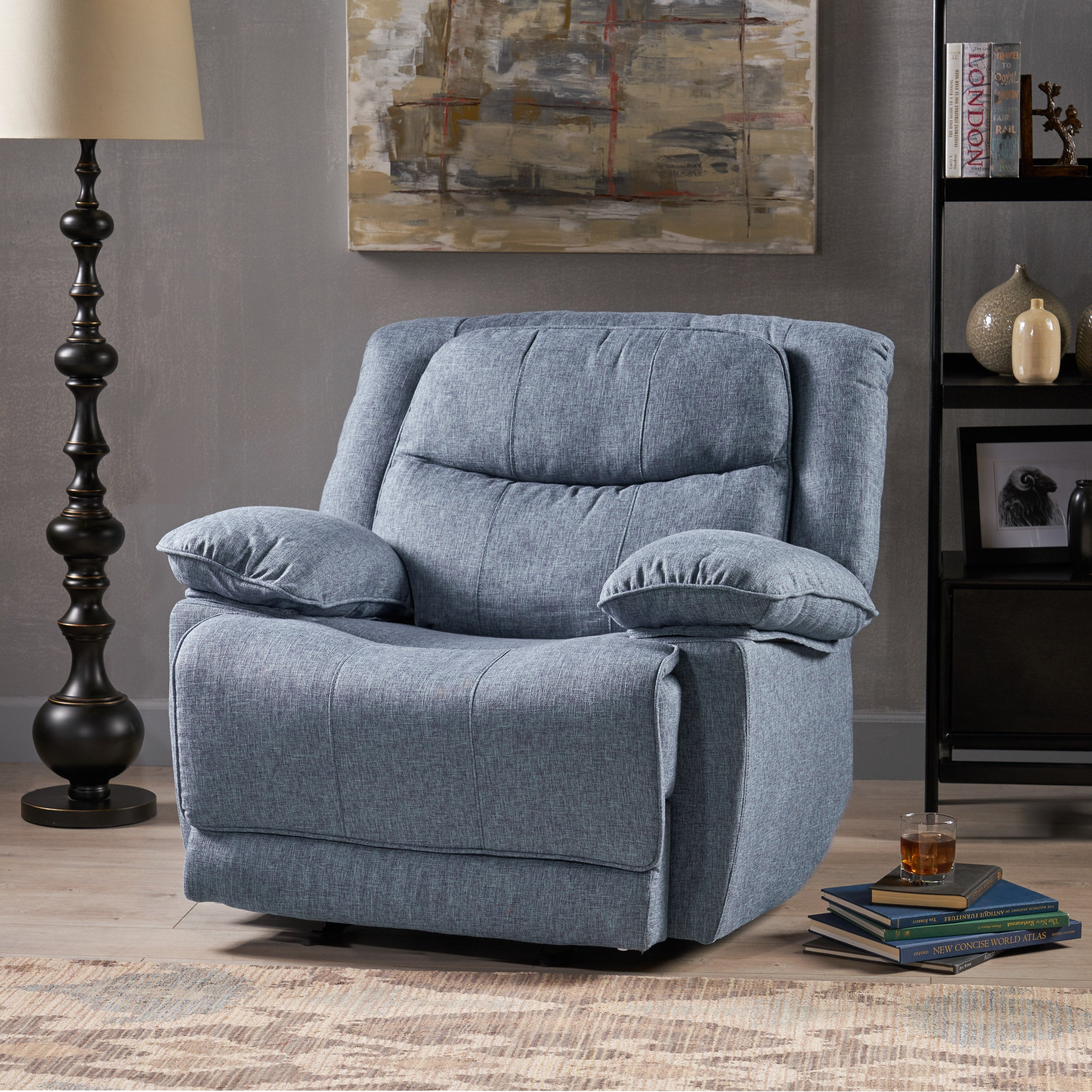 Antoinette Contemporary Pillow-Tufted Upholstered Fabric Glider Recliner