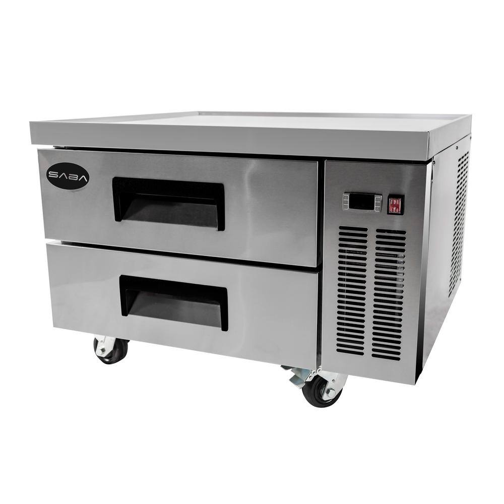 SABA 36.5 in. W 6.5 cu. ft. Commercial Chef Base Refrigerator Cooler in Stainless Steel SCB-36