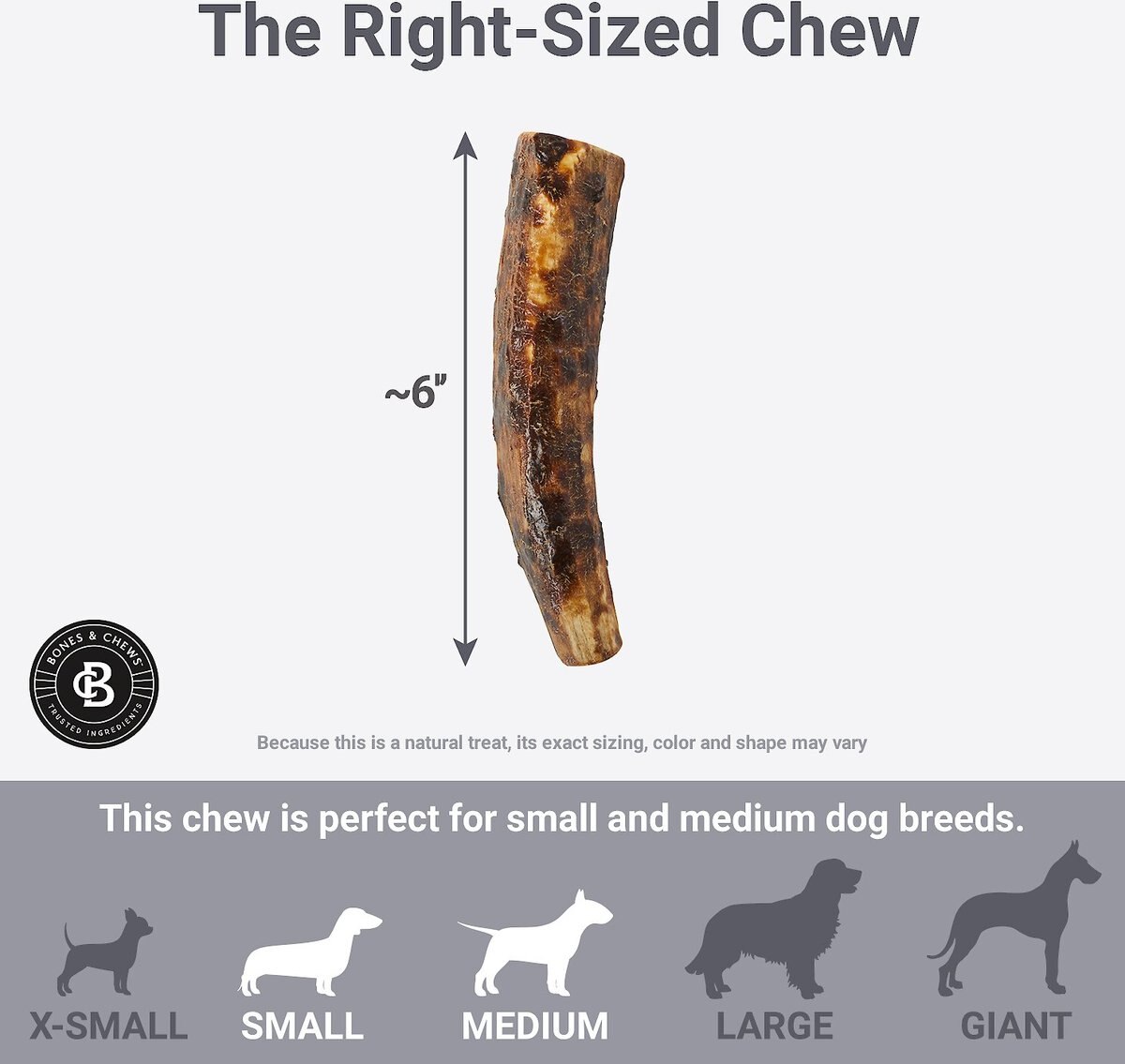 Bones and Chews Made in USA Elk Antler Split with Liver Flavor Dog Chew， 6\