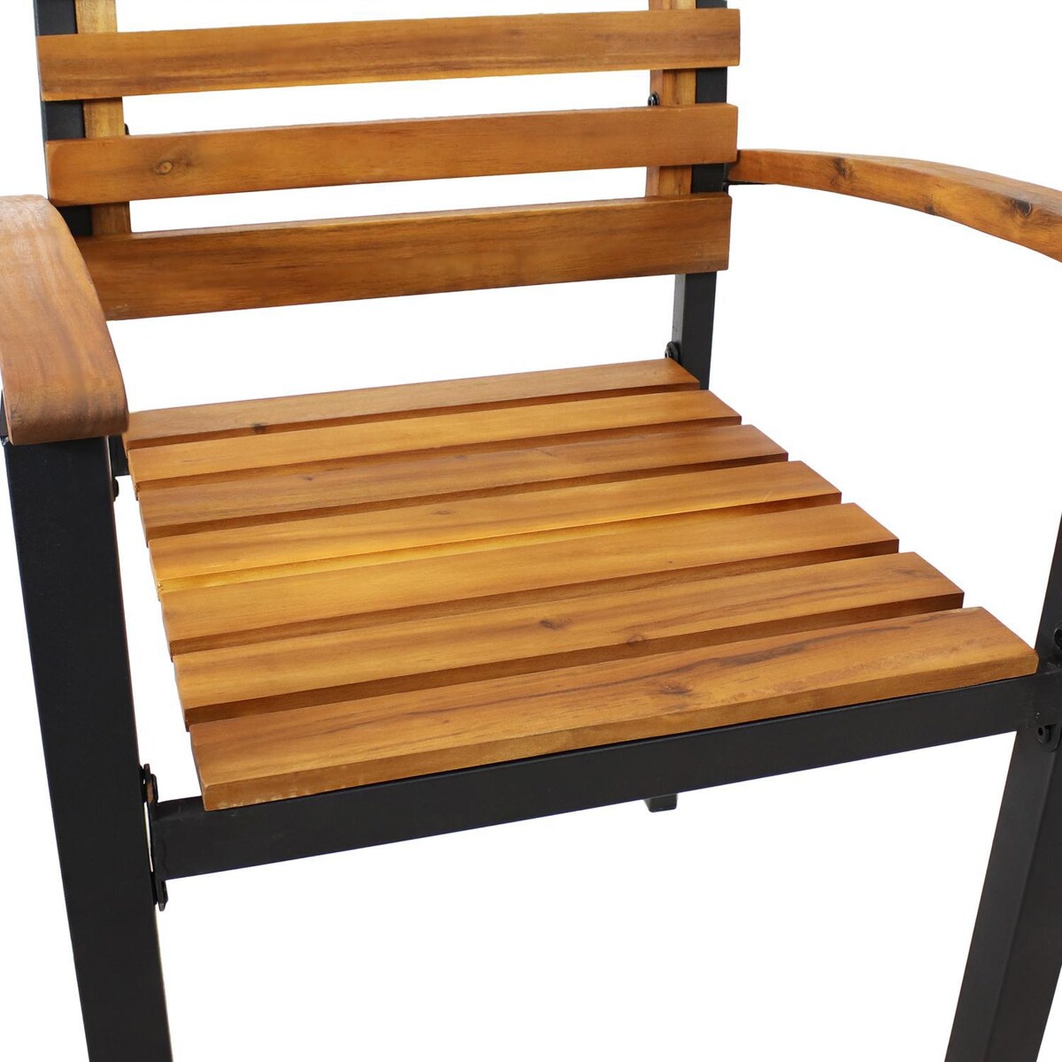 Ultimate Patio Acacia Wood and Steel Outdoor Patio Armchair