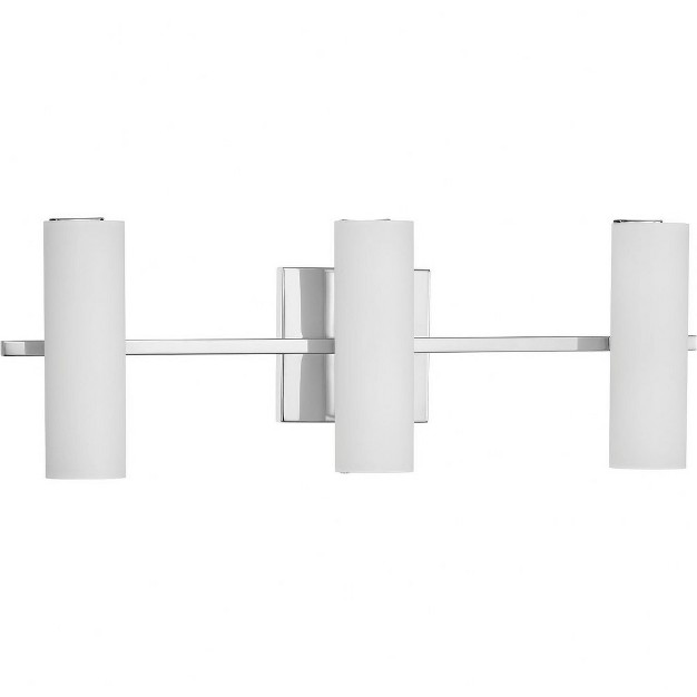 Progress Lighting Colonnade 3 light Bath Brushed Nickel Tubular Etched Glass Shade