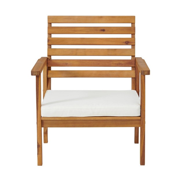 Orwell 2pk Acacia Wood Patio Chairs With Cushions Natural Alaterre Furniture