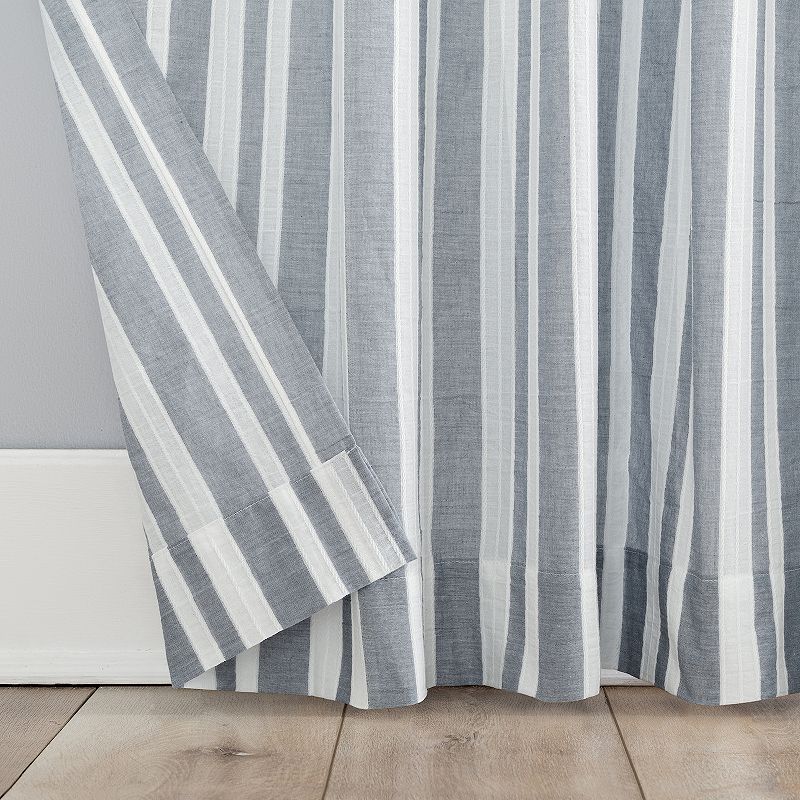 Archaeo Stonewashed Stripe 100% Cotton Semi-Sheer Back Tab Window Curtain