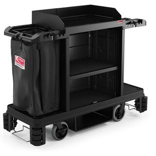 Suncast Commercial Black Partially Assembled Housekeeping CleaningJanitorial Cart HKC2002