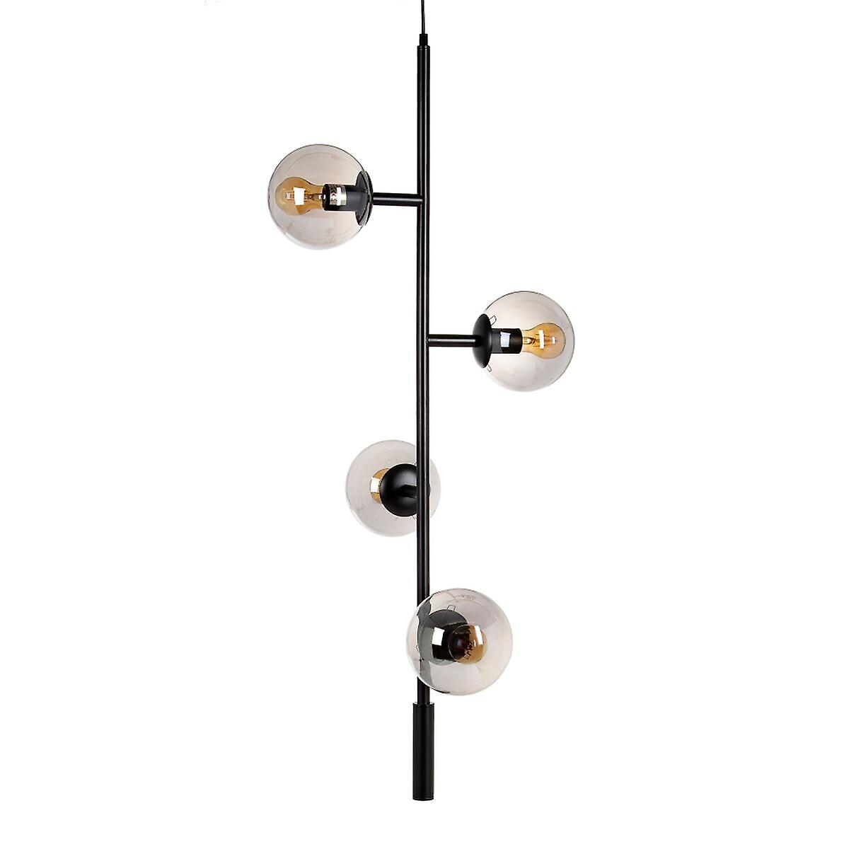 Ceiling Light 40 x 40 x 234 cm Crystal Black Metal Ø 15 cm Modern