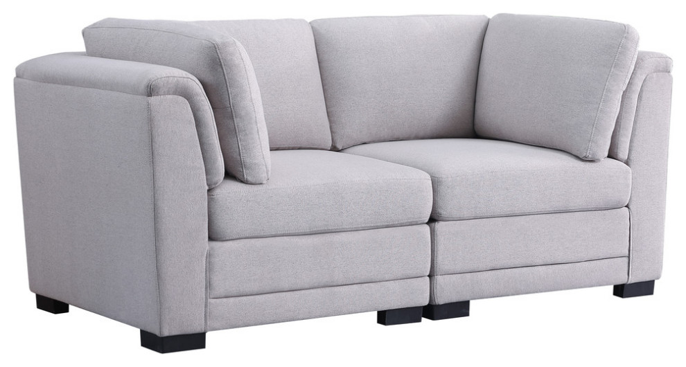 Lilola Home Kristin Light Gray Linen Fabric Loveseat   Transitional   Loveseats   by BisonOffice  Houzz