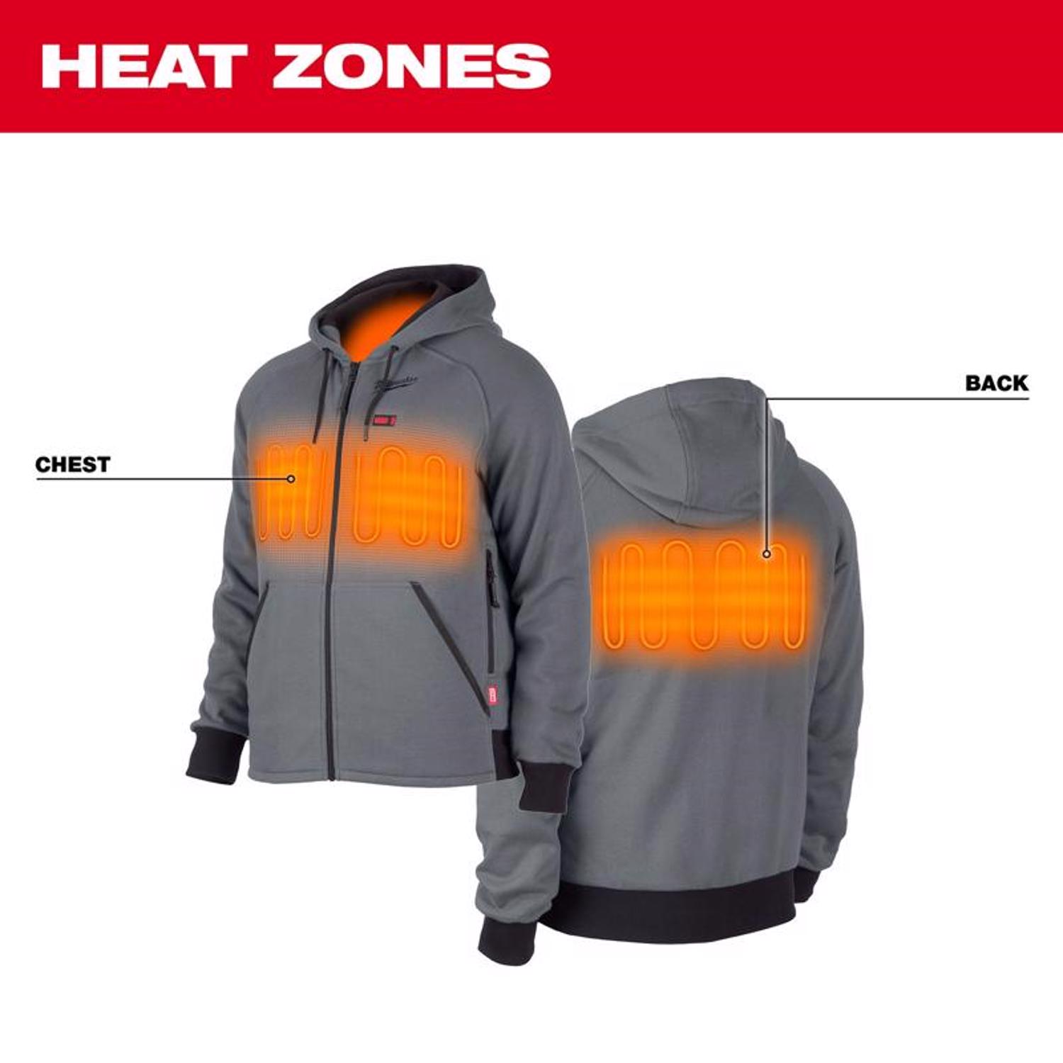 MW M12 M Long Sleeve Men\u0027s Full-Zip Heated Hoodie Kit Gray