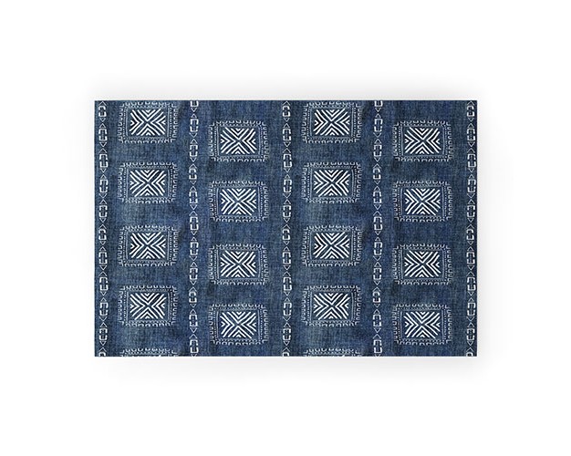 Schatzi Brown Mudcloth 3 Denim Looped Vinyl Welcome Mat Society6