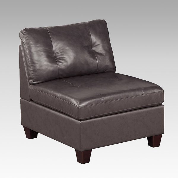 Genuine Leather Upholstered Modular Armless Chair with Tufting Design