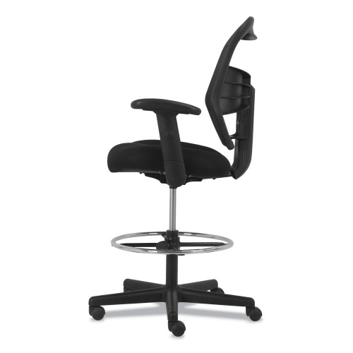 HON Prominent High-Back Task Stool， Supports Up to 250 lb， 21 to 28.1 Seat Height， Black (VL539MM10)