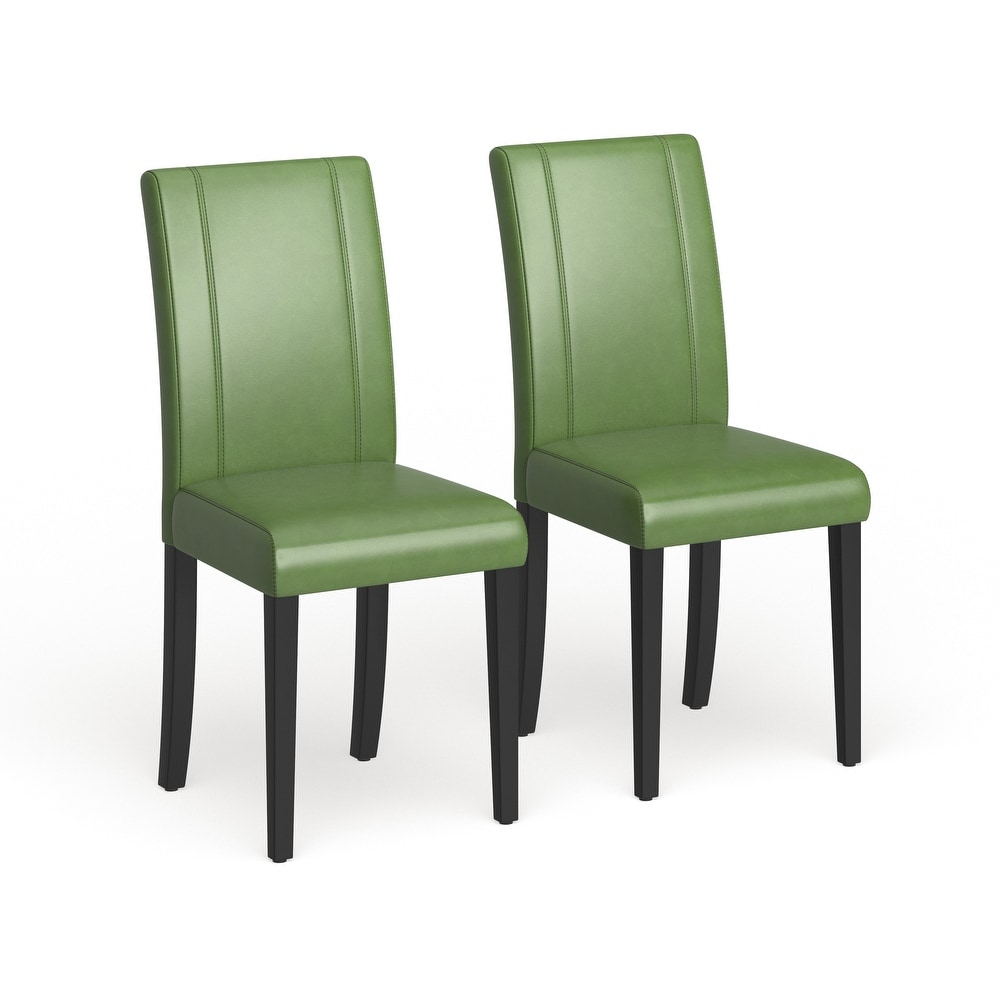 Roundhill Furniture Urban Style Solid Wood Leatherette Small Padded Parson Chairs (Set of 2)