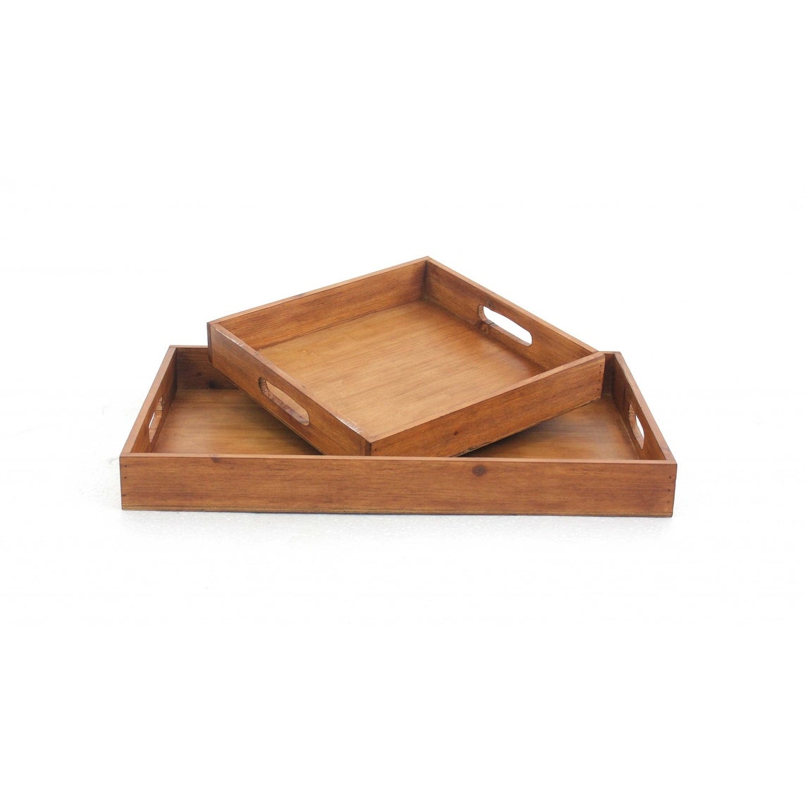 14.5 x 22.5 x 2.5 Brown Country Cottage Wooden Serving Tray 2pc - 14.5 x 22.5 x 2.5