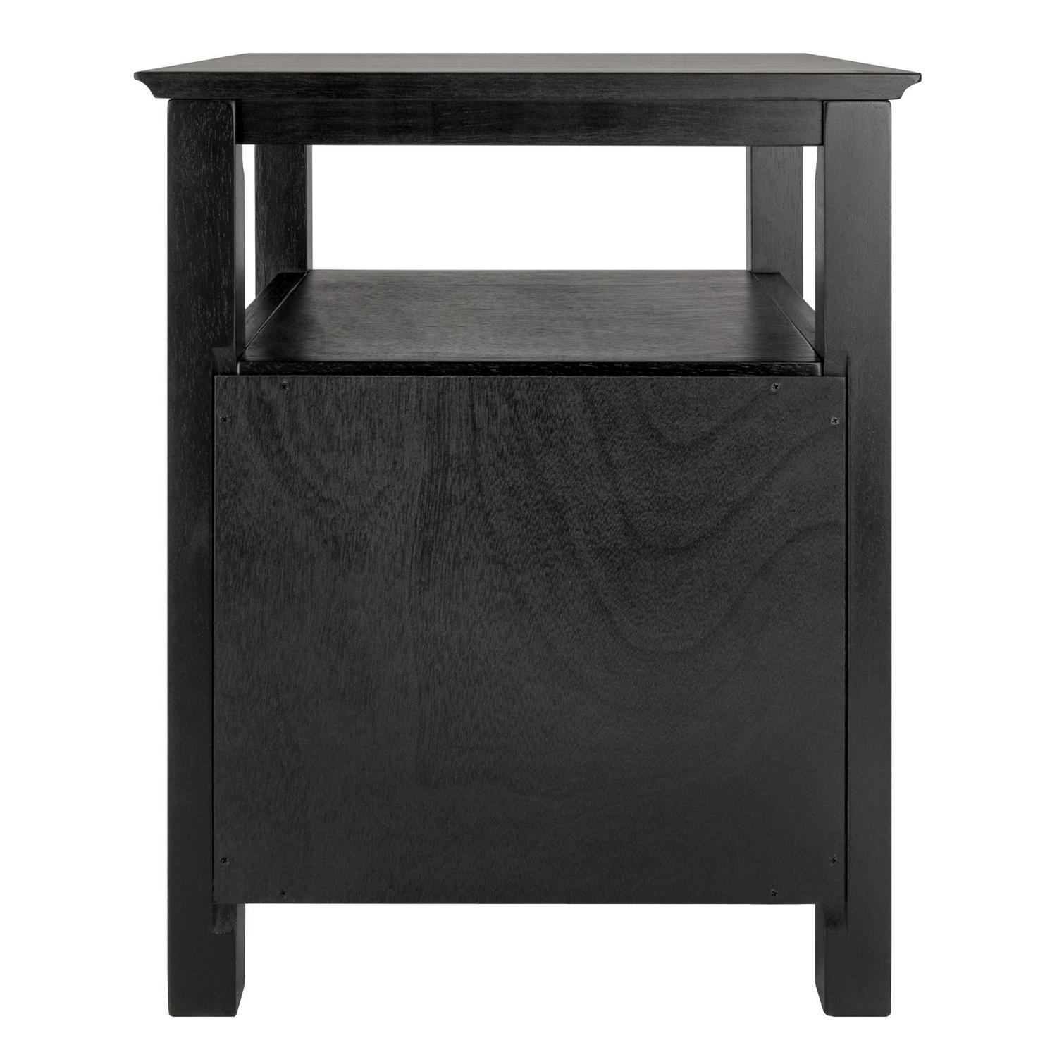 Winsome Wood Timber Nightstand with Door， Black Finish