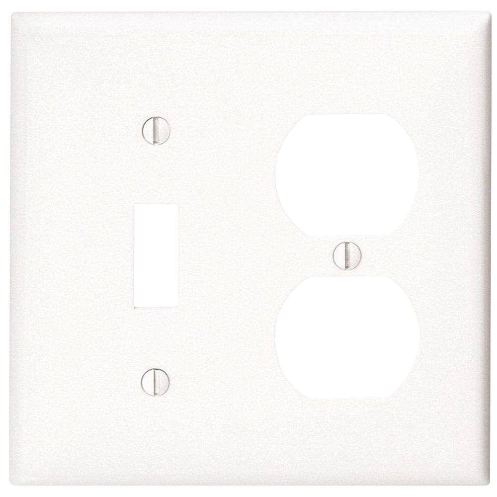 Leviton White 2-Gang 1-Toggle1-DecoratorRocker Wall Plate (1-Pack) R52-88005-00W