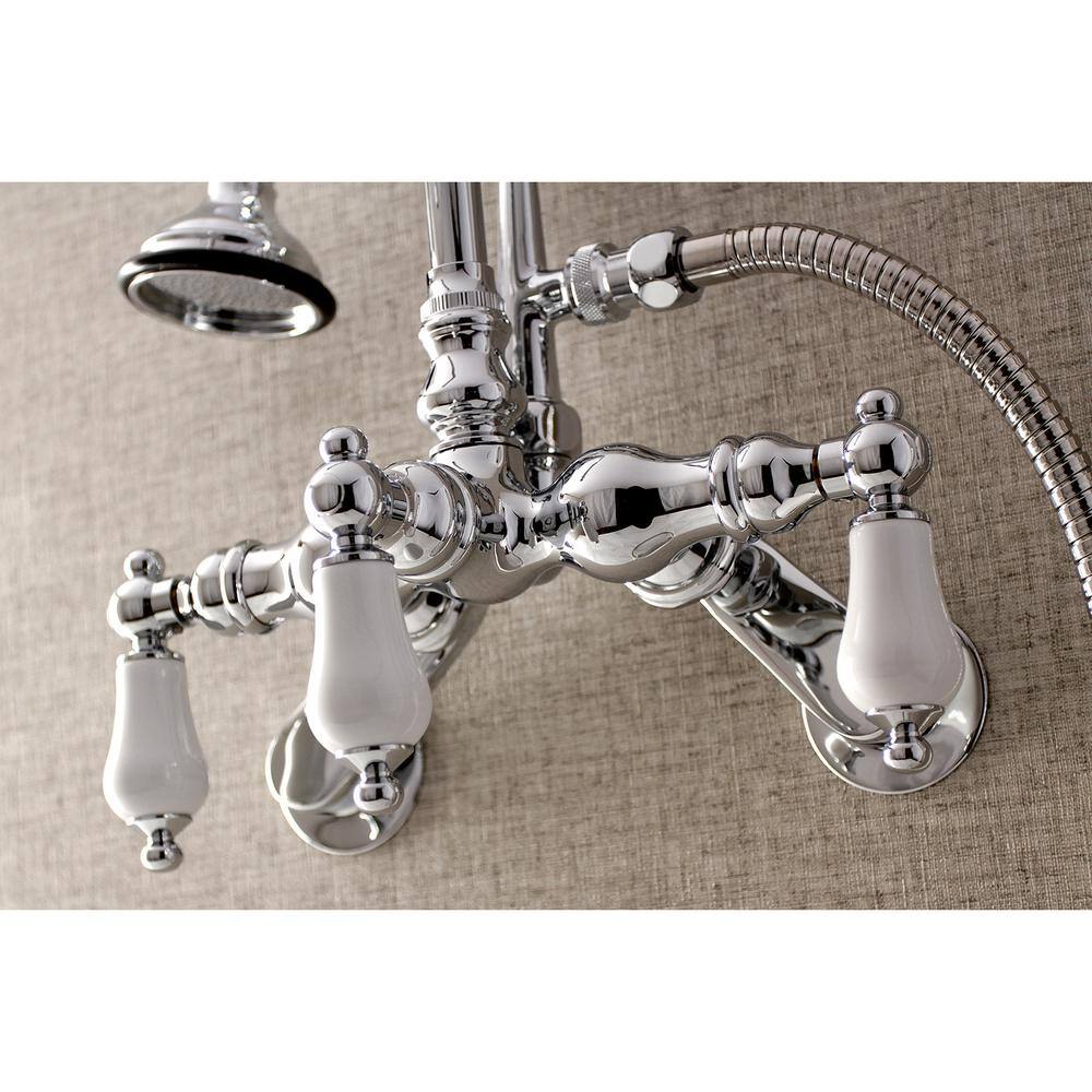 Kingston Brass Vintage Adjustable Center 3-Handle Claw Foot Tub Faucet with Handshower in Chrome HAE306T1