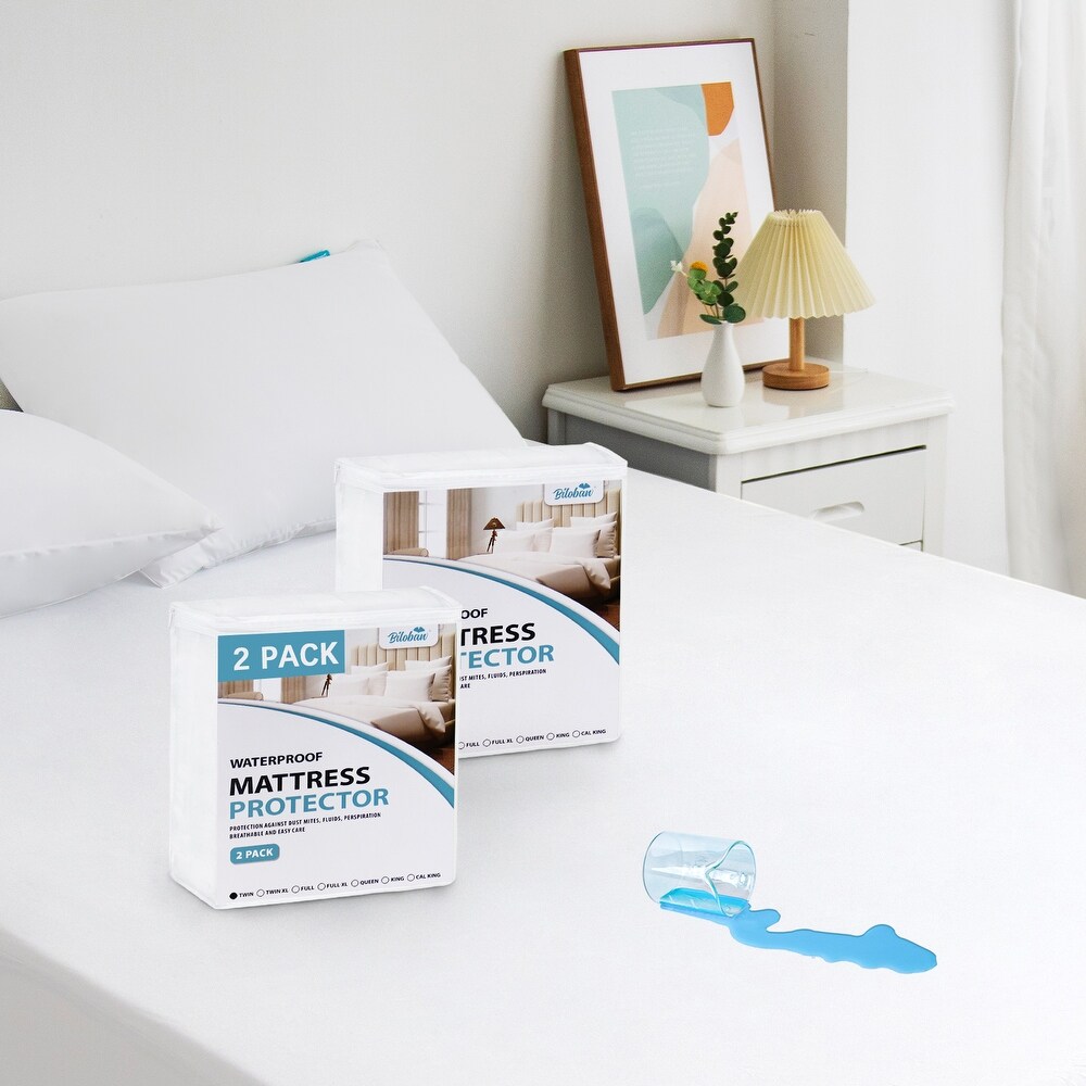 2 Pack Waterproof Mattress Protector by Biloban   White
