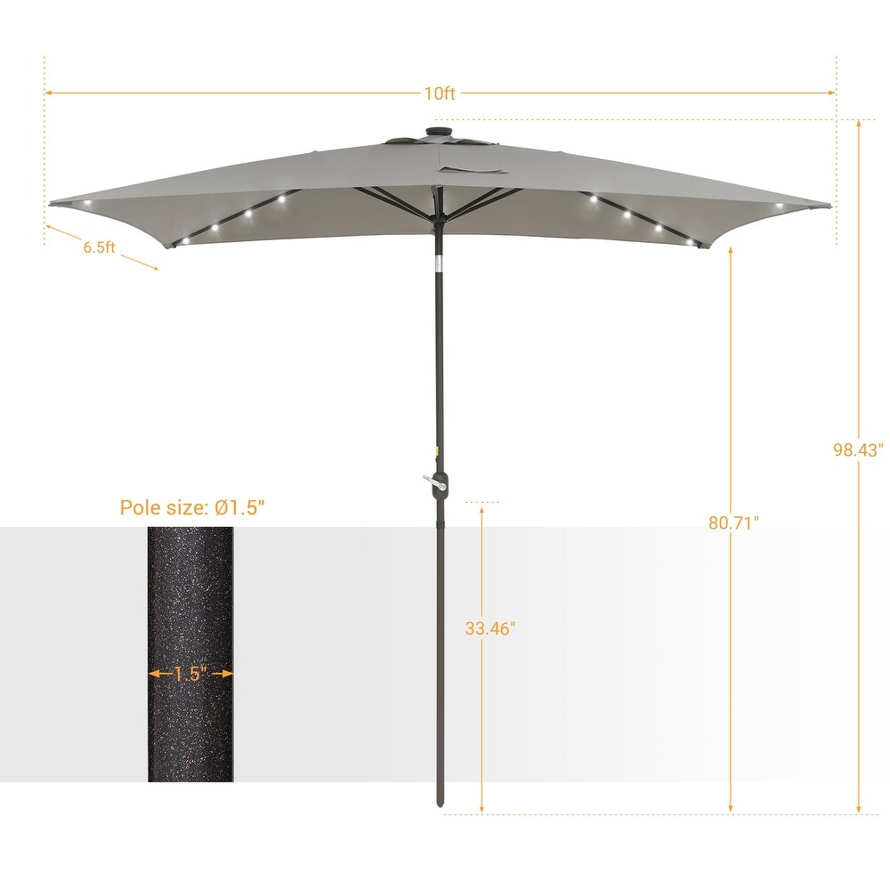 BONOSUKI LED 10 x 6.5ft Outdoor Umbrellas Patio Market Table Umbrellas