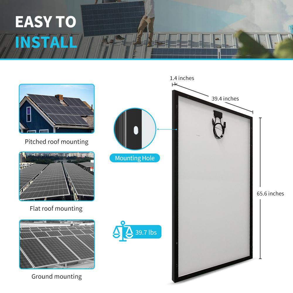 Renogy 10Pcs 320-Watt Monocrystalline Solar Panel for RV Boat Shed Farm Home House Rooftop Residential Commercial House RNG-320Dx10-US